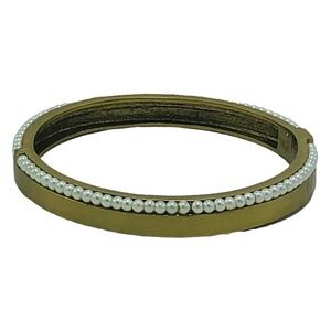 SILPADA Brass DOTTED PEARL Hinged Bangle Bracelet Designer India Jewelry